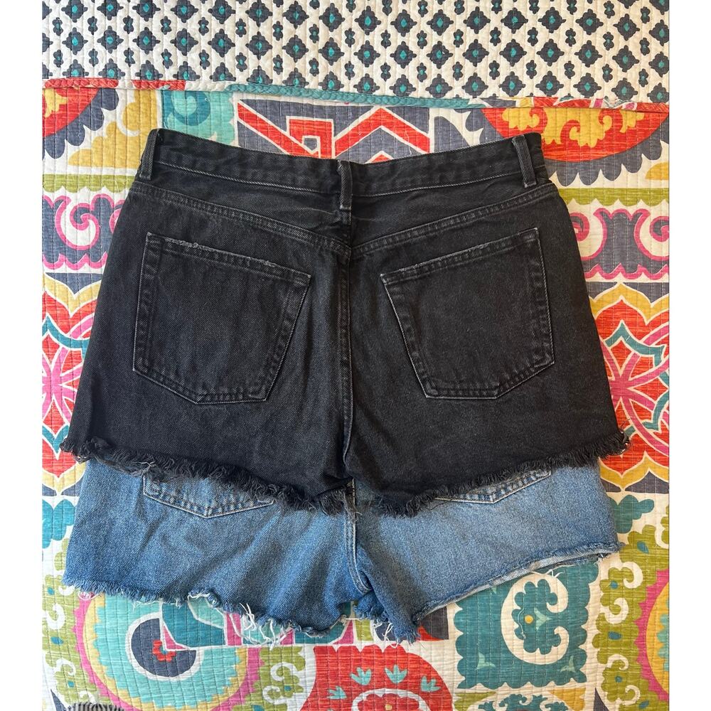Topshop Moto Ashley Denim Shorts Bundle 2 Pair Black & Blue Distressed Size: 8 - Picture 3 of 7